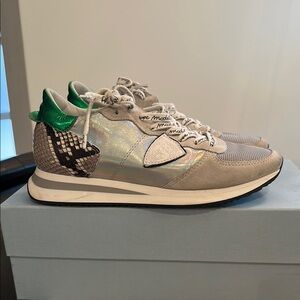Philippe Model Women's Silver and Green Sneakers